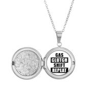 no/no Gas Clutch Shift Repeat Art Deco Fashion Locket Necklace Hold Picture Jewelry Birthday Gift
