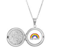 no/no Gender Difference And Identity Rainbow Equality Locket Necklace Hold Picture Jewelry Birthday Gift