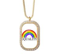 no/no Gender Difference And Identity Rainbow Equality Necklace Pendant Diamond Crystal Golden Jewelry
