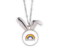 no/no Gender Difference And Identity Rainbow Equality Rabbit Necklace Pendant Bunny Animal Jewelry Gift