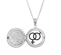 no/no Gender Difference Equality Between Men Women Rainbow Locket Necklace Hold Picture Jewelry Birthday Gift