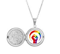 no/no Gender Differences Around Rainbow Equality Locket Necklace Hold Picture Jewelry Birthday Gift