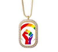 no/no Gender Differences Around Rainbow Equality Necklace Pendant Diamond Crystal Golden Jewelry