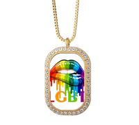 no/no Gender Differentiation Identity Rainbow Equality Necklace Pendant Diamond Crystal Golden Jewelry