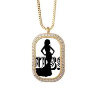 no/no General Knowledge English Language Culture Necklace Pendant Diamond Crystal Golden Jewelry
