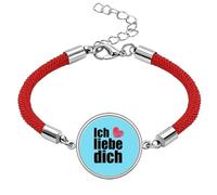 no/no German Dialect I Love You Text Title Lucky Red String Bracelet Rope Bracelet Handmade