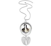 no/no German Poet Dramatist Goethe Pendant Angel Wings Rotating Necklace Jewelry