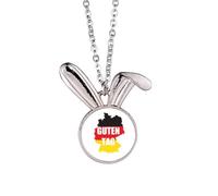 no/no German Salutation Hello Map Outline Rabbit Necklace Pendant Bunny Animal Jewelry Gift