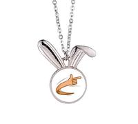 no/no Gesture Hand Signal Motion Convolute Rabbit Necklace Pendant Bunny Animal Jewelry Gift