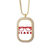 no/no Glasses Knowledge Good Science Necklace Pendant Diamond Crystal Golden Jewelry