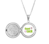 no/no Good Luck Lovely Text Multicolor Locket Necklace Hold Picture Jewelry Birthday Gift