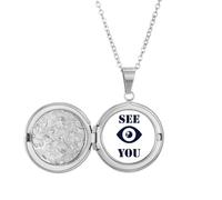 no/no Goodbye See Eyes Gaze Art Deco Fashion Locket Necklace Hold Picture Jewelry Birthday Gift
