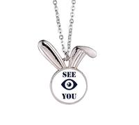 no/no Goodbye See Eyes Gaze Art Deco Fashion Rabbit Necklace Pendant Bunny Animal Jewelry Gift
