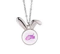 no/no Grape Fruit Pulp Purple Art Deco Fashion Rabbit Necklace Pendant Bunny Animal Jewelry Gift