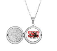 no/no Great Wall China Red Educational Propaganda Locket Necklace Hold Picture Jewelry Birthday Gift