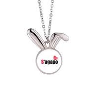 no/no Greek I Love You Language Affection Dialect Rabbit Necklace Pendant Bunny Animal Jewelry Gift