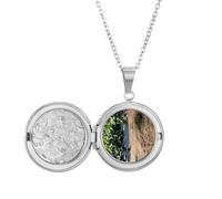 no/no Ground Lotus Lake Art Deco Fashion Locket Necklace Hold Picture Jewelry Birthday Gift