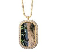 no/no Ground Lotus Lake Art Deco Fashion Necklace Pendant Diamond Crystal Golden Jewelry