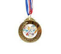 no/no Guitar Music Instrument Heart Pattern Gold Award Winner Medal First Place Ribbon