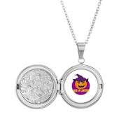 no/no Halloween Happy Jack Pumpkin Light Locket Necklace Hold Picture Jewelry Birthday Gift