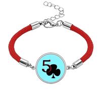 no/no Happiness Club 5 Poker Lucky Red String Bracelet Rope Bracelet Handmade