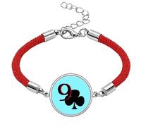 no/no Happiness Club 9 Poker Lucky Red String Bracelet Rope Bracelet Handmade
