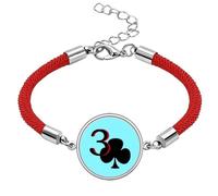no/no Happiness Jupiter Club 3 Poker Lucky Red String Bracelet Rope Bracelet Handmade