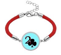 no/no Happiness Moon Club 2 Poker Lucky Red String Bracelet Rope Bracelet Handmade