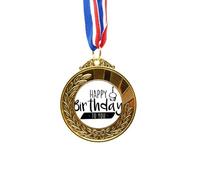 no/no Happy Birthday Cake Quote Style Gold Award Winner Medal First Place Ribbon