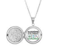 no/no Healing Mahjong Happy Art Deco Fashion Locket Necklace Hold Picture Jewelry Birthday Gift