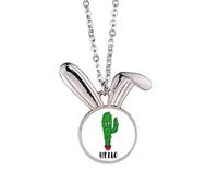 no/no Hello Cactus Art Deco Fashion Rabbit Necklace Pendant Bunny Animal Jewelry Gift