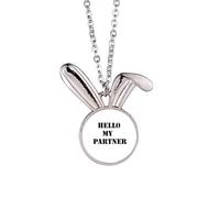 no/no Hello My Partner Workmate Rabbit Necklace Pendant Bunny Animal Jewelry Gift