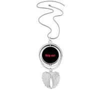 no/no Help Me Cards International Pendant Angel Wings Rotating Necklace Jewelry