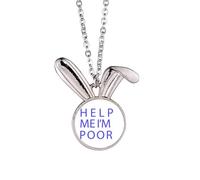 no/no Help Me I Am Poor Art Deco Fashion Rabbit Necklace Pendant Bunny Animal Jewelry Gift