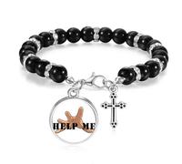 no/no Help Reach Pray Handprint Beaded Bracelet Boho Jewelry