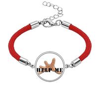 no/no Help Reach Pray Handprint Lucky Red String Bracelet Rope Bracelet Handmade
