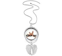no/no Help Reach Pray Handprint Pendant Angel Wings Rotating Necklace Jewelry