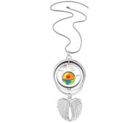 no/no Hierarchical Geography Earth Core Pendant Angel Wings Rotating Necklace Jewelry