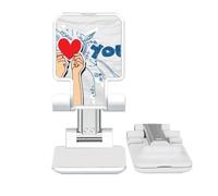 no/no Holding Heart Sign I Love You Valentine Adjustable Cell Phone Stand Desk Foldable