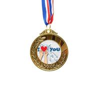 no/no Holding Heart Sign I Love You Valentine Gold Award Winner Medal First Place Ribbon