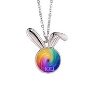 no/no Holly Swirl Colorful Festival Rabbit Necklace Pendant Bunny Animal Jewelry Gift