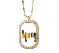no/no Horse Stripe Black White Grassland Necklace Pendant Diamond Crystal Golden Jewelry