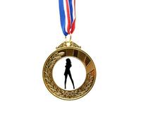 no/no Hot Beautiful Woman Figure Outline Gold Award Winner Medal First Place Ribbon