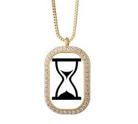 no/no Hourglass Time Calculations Continue Necklace Pendant Diamond Crystal Golden Jewelry