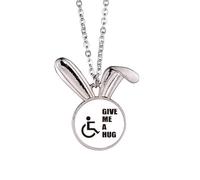 no/no Hug Help Body Disability Lucky Rabbit Necklace Pendant Bunny Animal Jewelry Gift
