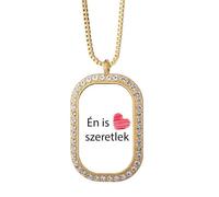 no/no Hungarian I Love You Text Design Script Necklace Pendant Diamond Crystal Golden Jewelry