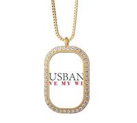 no/no Husbands Love Wife Art Deco Fashion Necklace Pendant Diamond Crystal Golden Jewelry