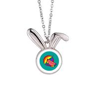 no/no I Am A Queer LGBT Rainbow Rabbit Necklace Pendant Bunny Animal Jewelry Gift