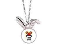 no/no I Am A Transgender LGBT Rainbow Rabbit Necklace Pendant Bunny Animal Jewelry Gift