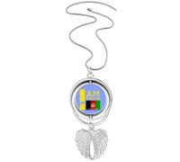 no/no I Am From Afghanistan Art Deco Fashion Pendant Angel Wings Rotating Necklace Jewelry